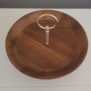 Vintage Walnut Wood Nut Candy Dish Bowl